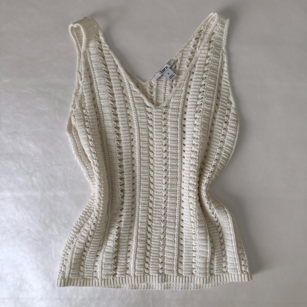 Bar III cream cable knit tank top
